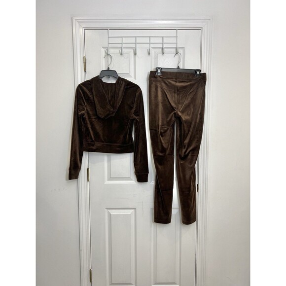NEW! NWT JUICY COUTURE Velour OG Bling Tracksuit Hoodie & Pant Set Brown Sugar S - Picture 6 of 10